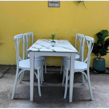 Bistro Dining Sets 02 :  Bàn Ăn 1m2 + 4 Ghế 